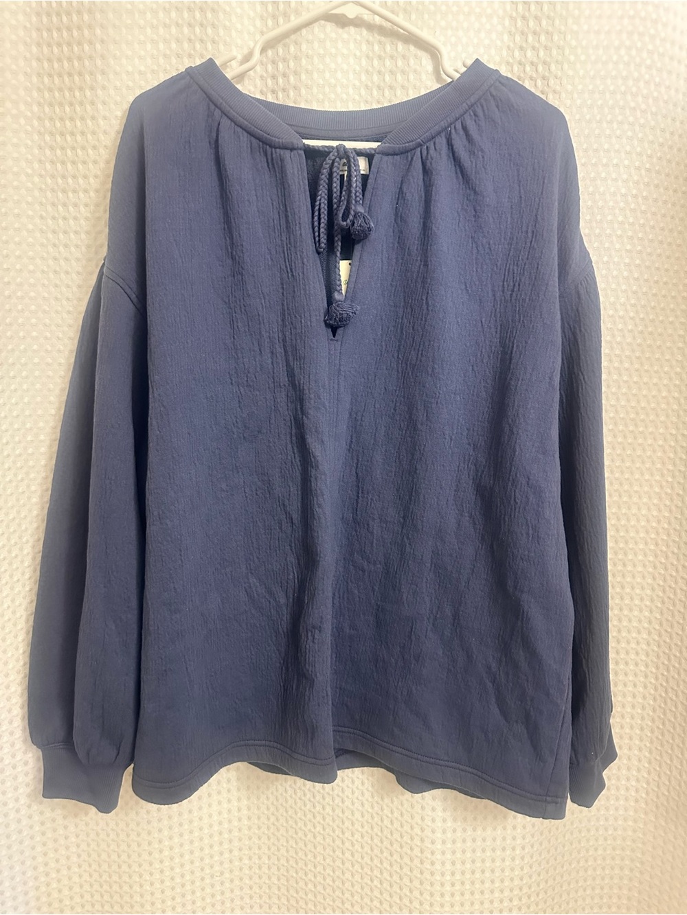aerie Navy Tie-Detail Pullover Sweatshirt